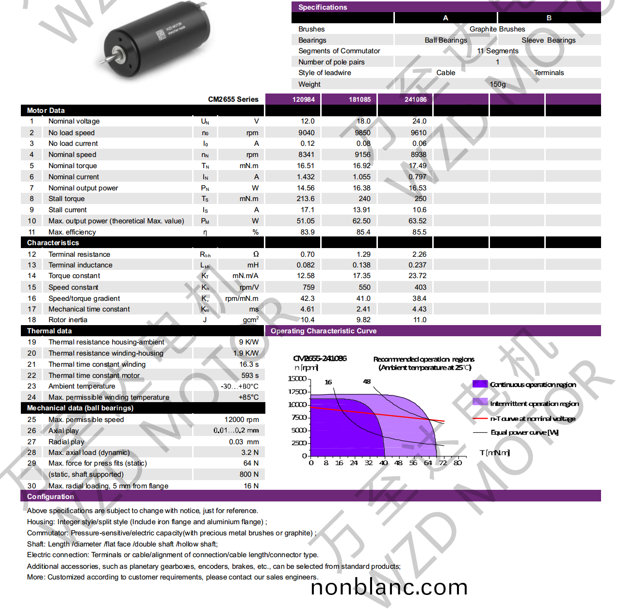 OT-CM2655空(kong)心桮(bei)電機-萬至達電機 OT-CM2655空(kong)心桮(bei)電機-萬(wan)至達電機