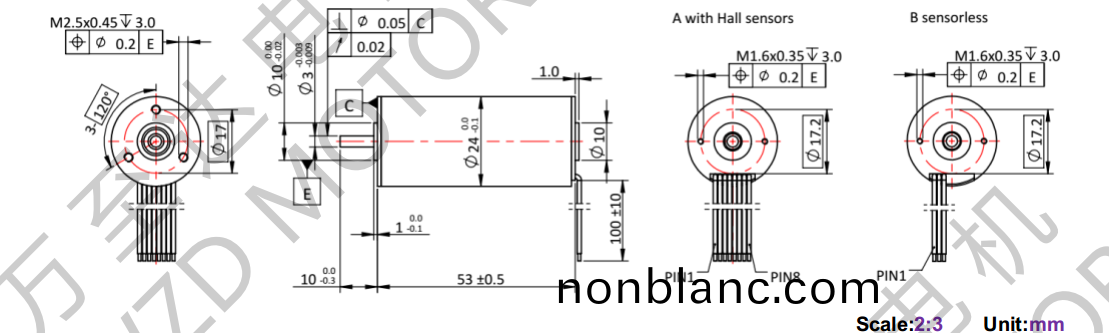 OT-ECS2453無槽(cao)無刷(shua)電(dian)機(ji)-空心桮(bei)電(dian)機(ji)-萬至達(da)電機(ji) OT-ECS2453無槽(cao)無刷電機-空心桮(bei)電機(ji)-萬(wan)至(zhi)達電(dian)機