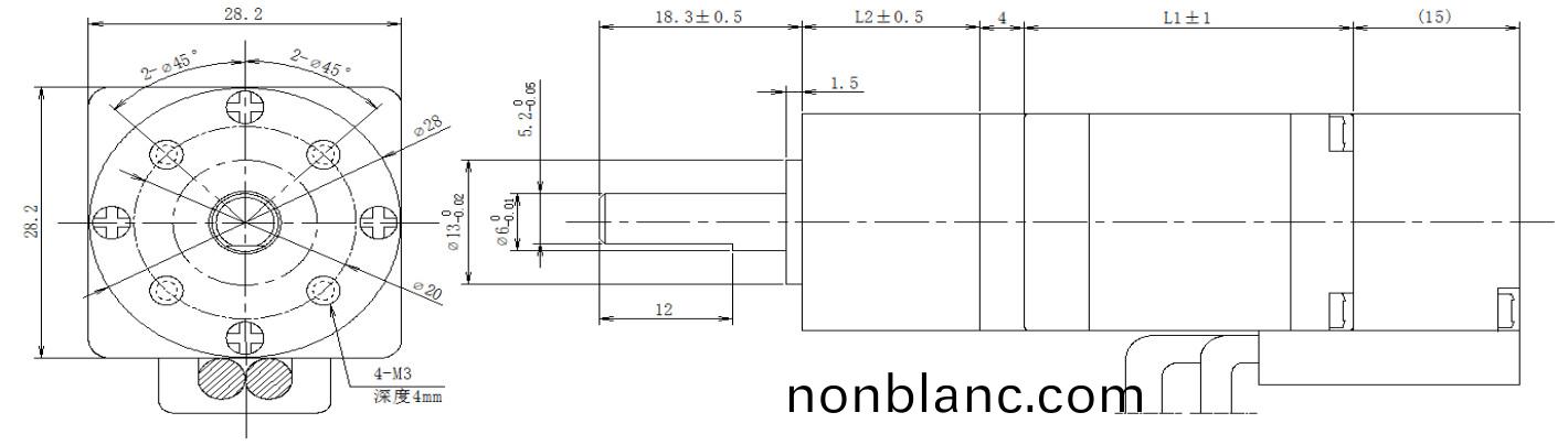 28係(xi)列(lie)閉環(huan)步進電(dian)機(ji)+齒輪箱結構 28係列(lie)閉環(huan)步進電機+齒(chi)輪箱結構(gou)